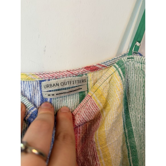 Urban Outfitters Rainbow Striped Linen Blend Gauze Crop Tank Top Cami Size Med - Picture 2 of 4